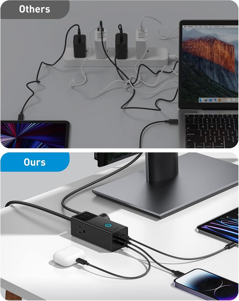 Baseus Power Strip PD40W USB C Charger Extension Cord with 3 AC Outlets & 3 USB Port Fast Charging Charging Station for Office Dorm Room Home - Image 4